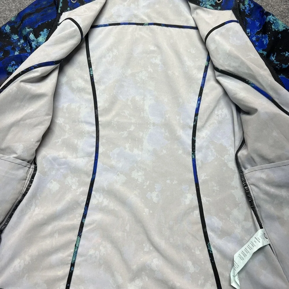 Fabletics Jacket Womens Small Blue Tie Dye Windbreaker Full Zip Thumbholes